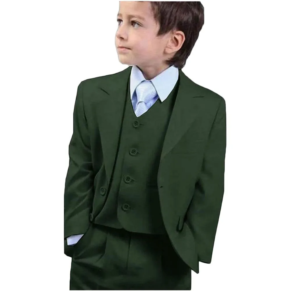 

Kids Formal Boys Suit Flowers Wedding Birthday Party Dress Blazer Vest Pants Tuxedo Children Prom Performance Costume