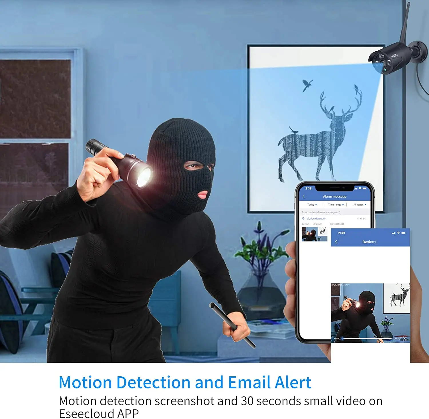 Hiseeu 8CH Wireless IP Cameras NVR Kit Outdoor Waterproof 3MP 1536P CCTV System Set With 10.1" Monitor NVR 1T Hard Disk