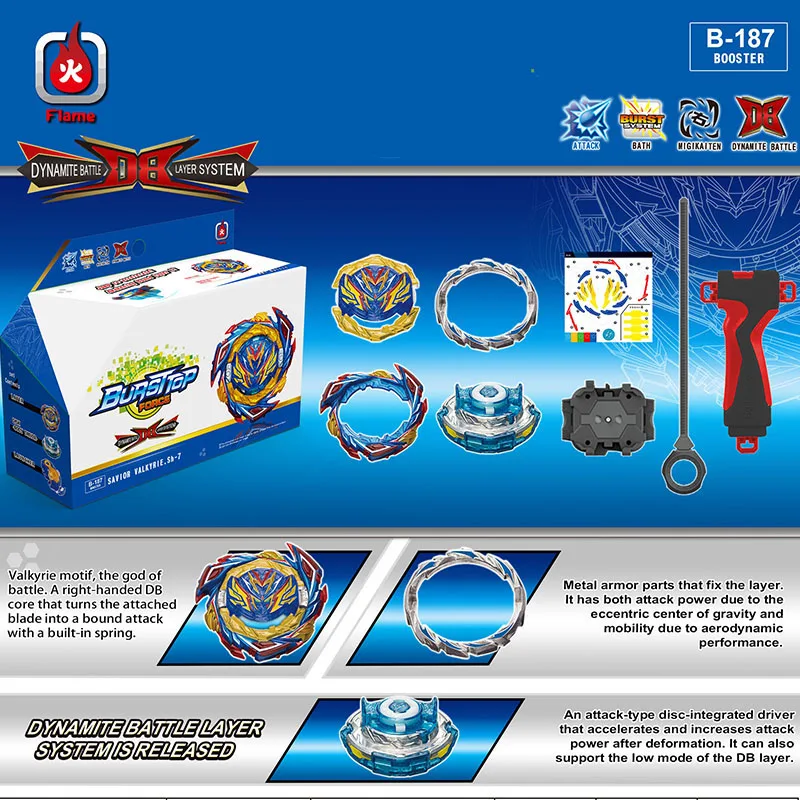 Cao Su Thuốc Nổ Trận Bey Bộ B-187 Vị Cứu Tinh Valkyrie Tăng Áp B187 Quay Đầu Tùy Chỉnh Phóng Đồ Chơi Trẻ Em Cho Bé Trai Tặng