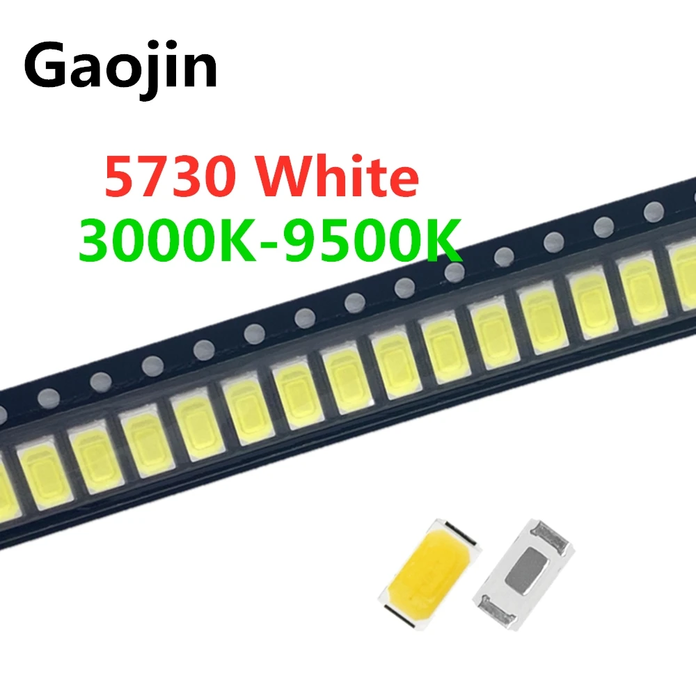 100Pcs 5730-CW WW 0.5W-150Ma 50-55lm White Light 3000K 4000K 6000K 95000K SMD 5730 5630 LED 5730 diodes  3.2 - 3.4V