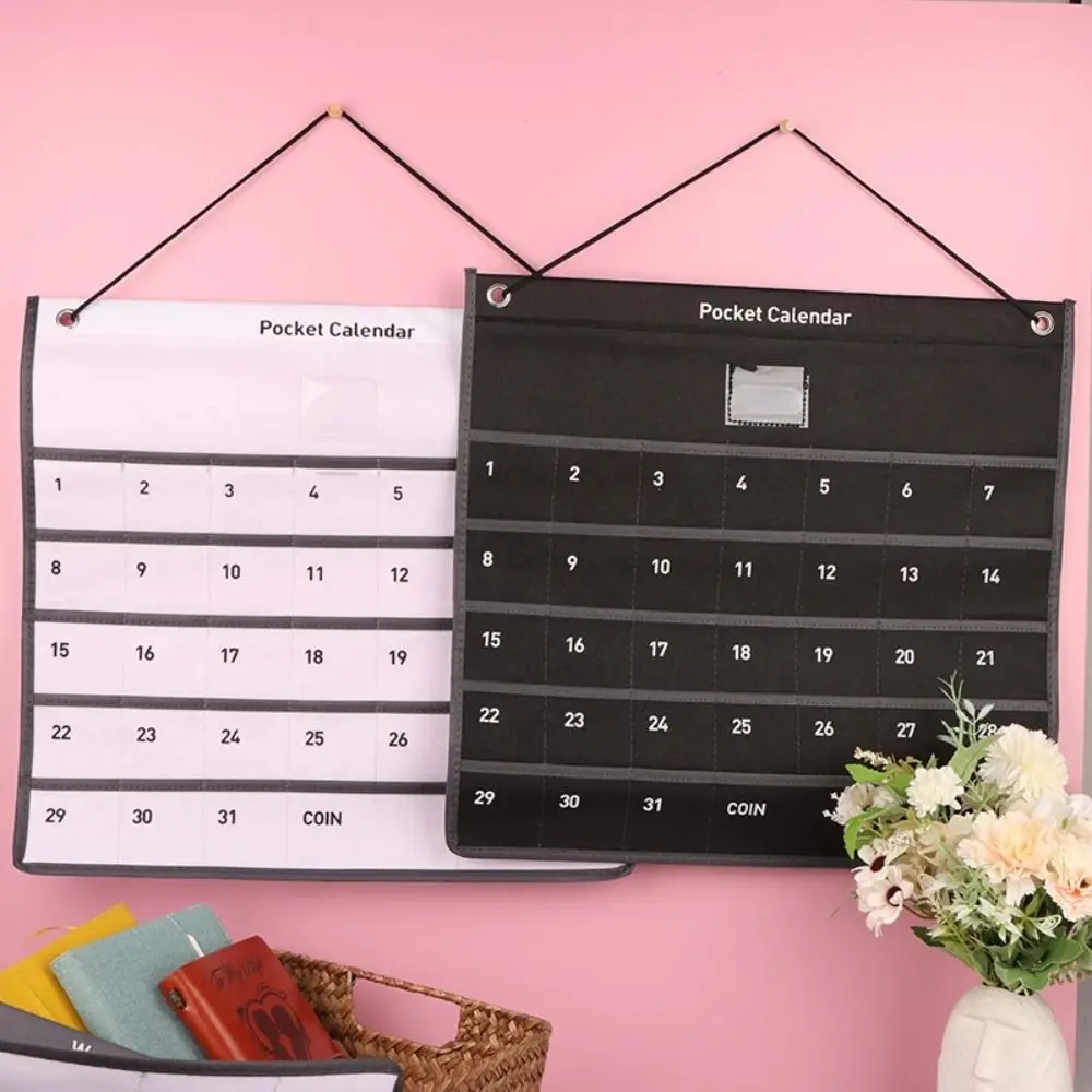 New Monthly Calendar Pocket Calendar Non-woven Fabric with Pockets Calendar Bag Wall-mounted Durable Numbered Storage Bag