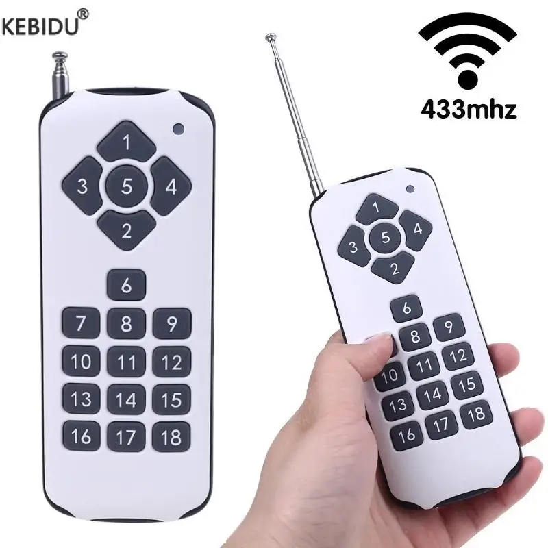 433MHz RF Remote Control 1000m 18 Button Wireless Transmitter Learning Code 1527 for Gadget Gate Garage Door 2/4/6/8/18 Keys