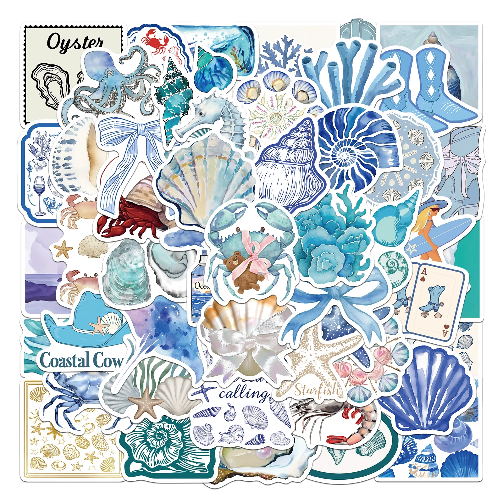 50PCS The Coastal Stickers Exquisite Handbooks Material Phone Case Laptop Luggage Waterproof Stickers