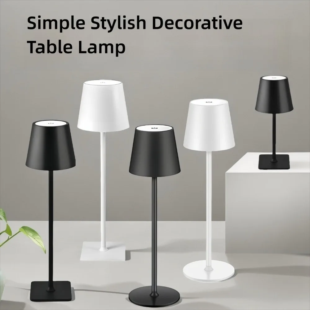 3色LEDデスクランプ、雰囲気調整可能、明るさ調整可能、USB充電式テーブルランプ、防水、ミニマリスト、ワイヤレスタッチランプ