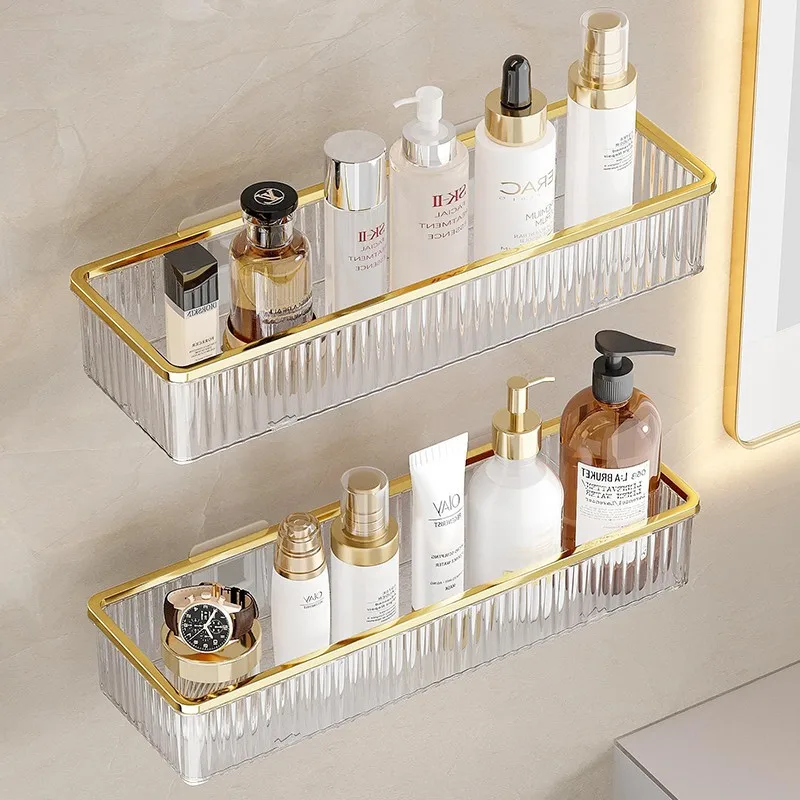 

Bathroom Racks Shelves Without Drilling Makeup Organizer Acryl Corner Shelf Items Bathroom Storage Rack Shampoo Holder Household