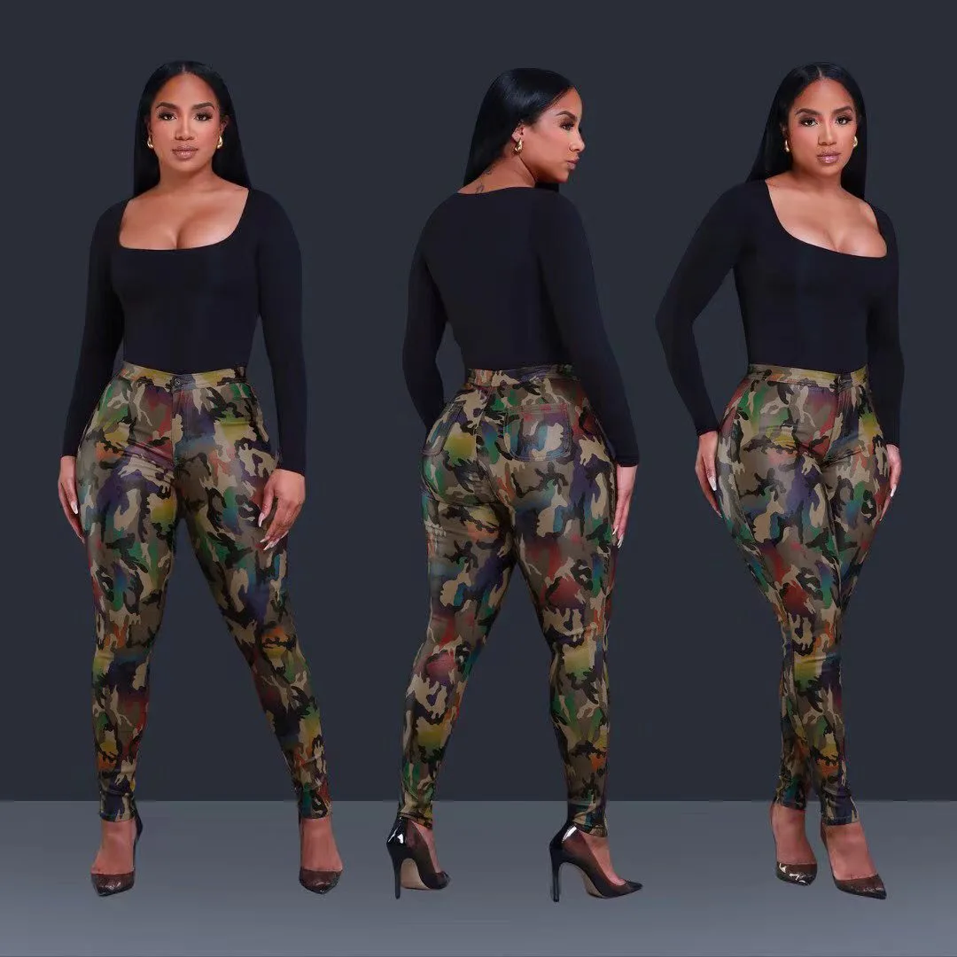 Pant Women Long Pants Print Sheath Slim Fit High Waist Casual Capris Straight Trousers Y2k Streetwear Elegant Splice 2025