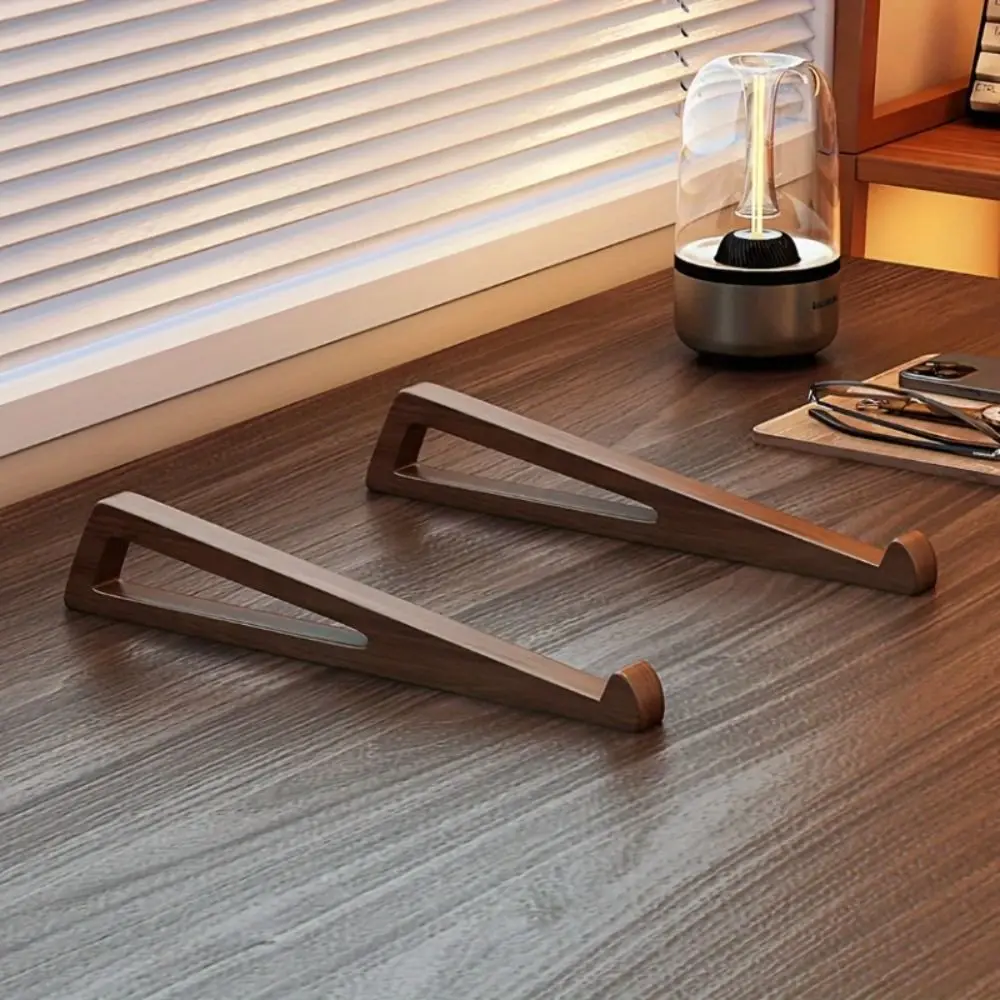 Universal Wooden Laptop Stand Ergonomic Ventilated Tablet Stand 12° Adjustable Angle Portable Laptop Bracket for 10-17inch