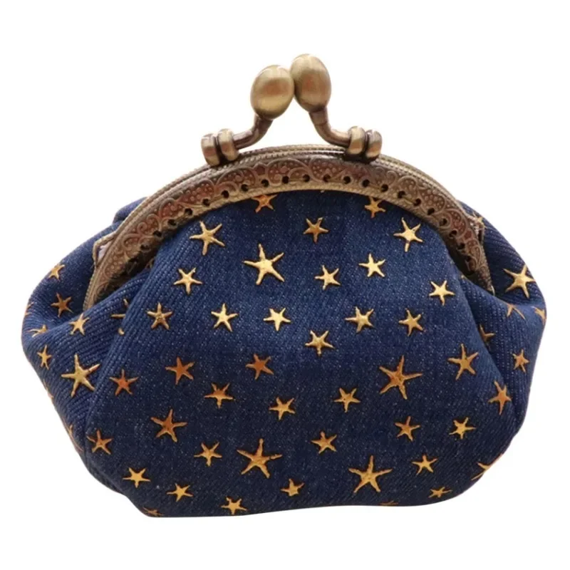 Denim Kleidung Münze Brieftasche fünfzackigen Stern kreative kleine Brieftasche Schlüssel Karte Tasche Retro handgemachte Damen halten kleine Tasche – Detail 4