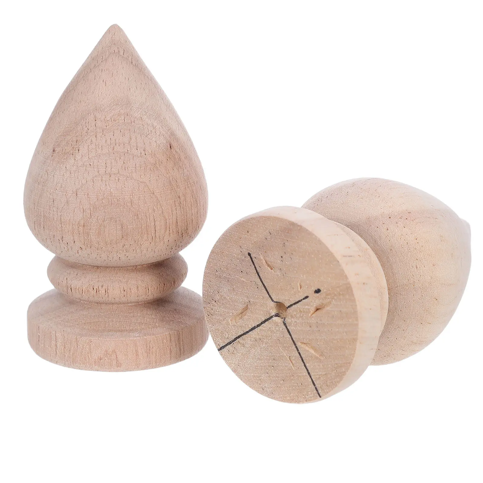 Picture 7: 2Pcs Natural Solid Wood Round Ball Stair Baluster Finials Smooth Handrail Grip Decorative Wooden Post Caps for Staircase Bed