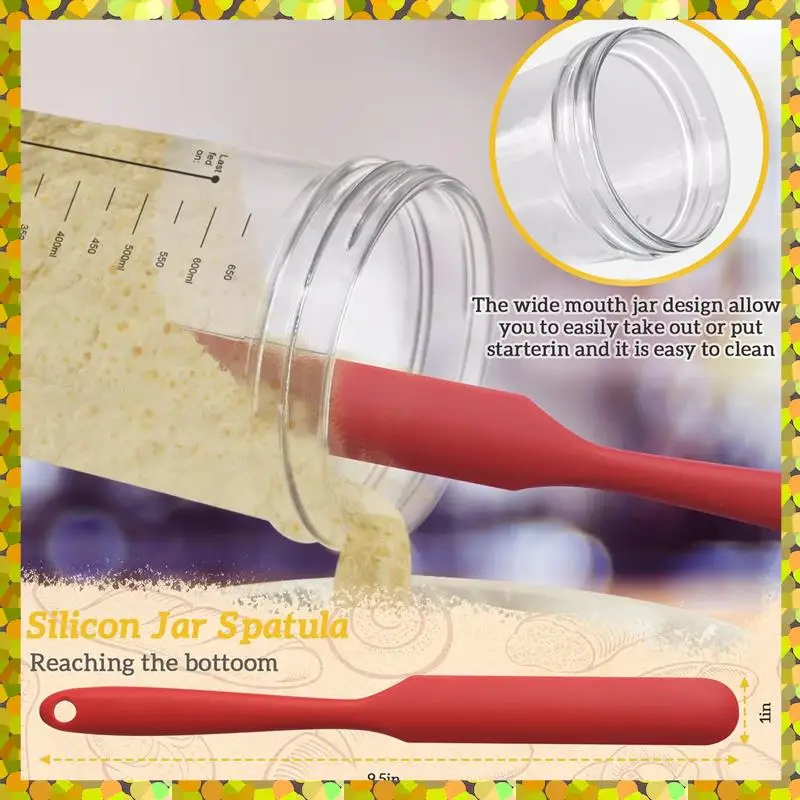 1Set Large Capacity Sourdough Starter Jar Sourdough Bread Starter Kit With 5 Unique Features For The Perfect Sour Dough Bread