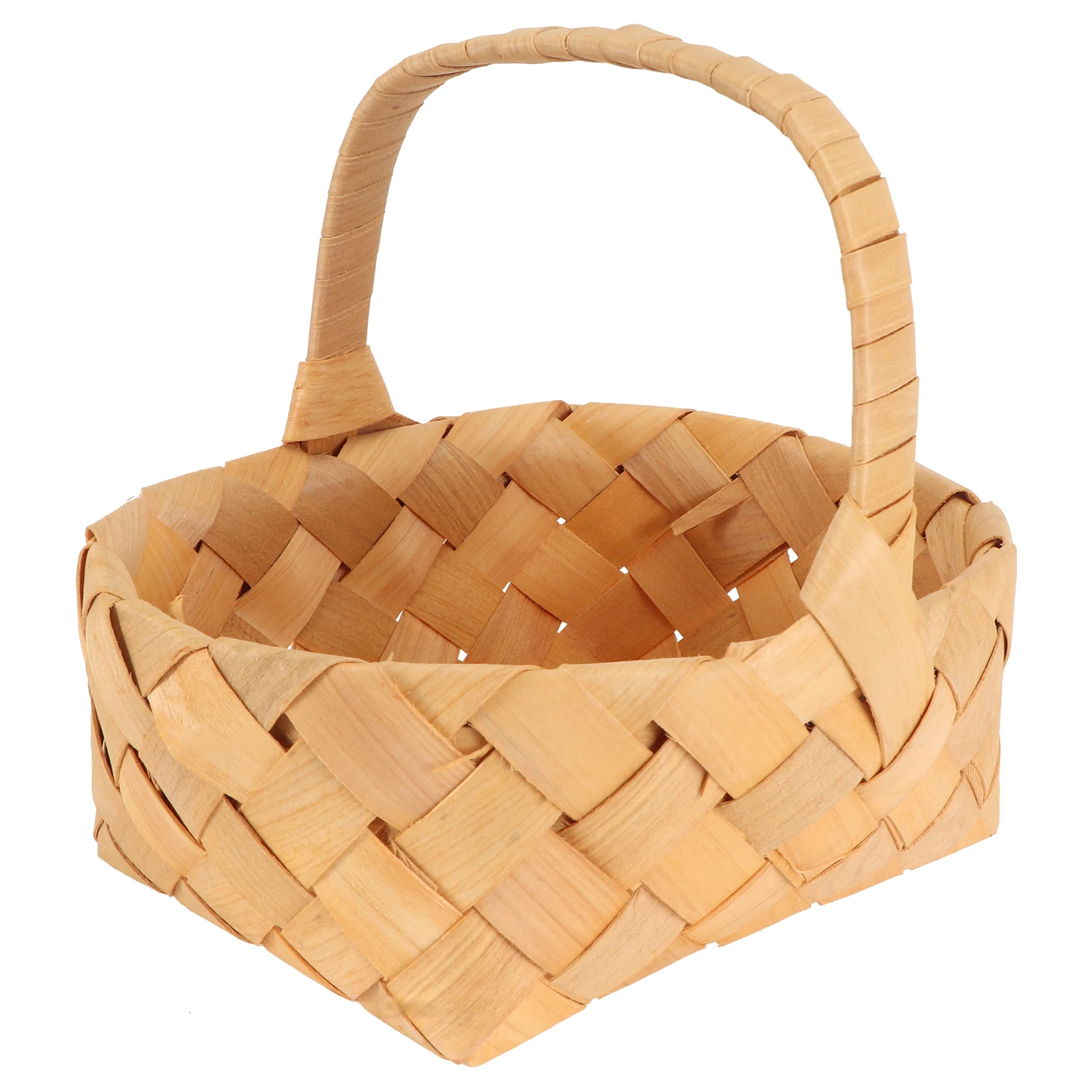 

Eco-friendly Handwoven Storage Basket Wood Material Wedding Candy Snack Fruit Holder Portable Multi-purpose Container