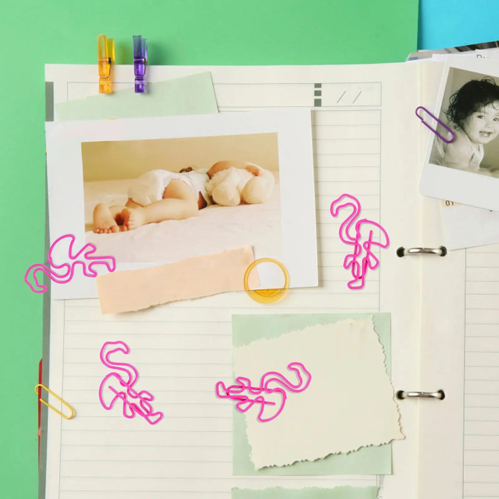 30 Pcs Flamingo Paper Clips Cartoon Metal Office School Supplies Colorful Stationery Jumbo Bookmark Durability Practicality