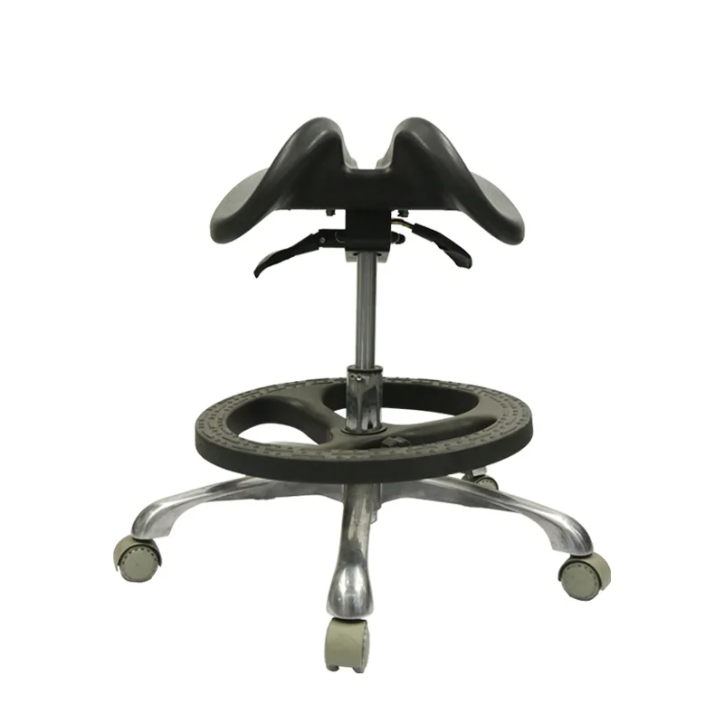 

Saddle stool swivel chair, pulley PU material medical saddle, two-petal breathable work saddle stool