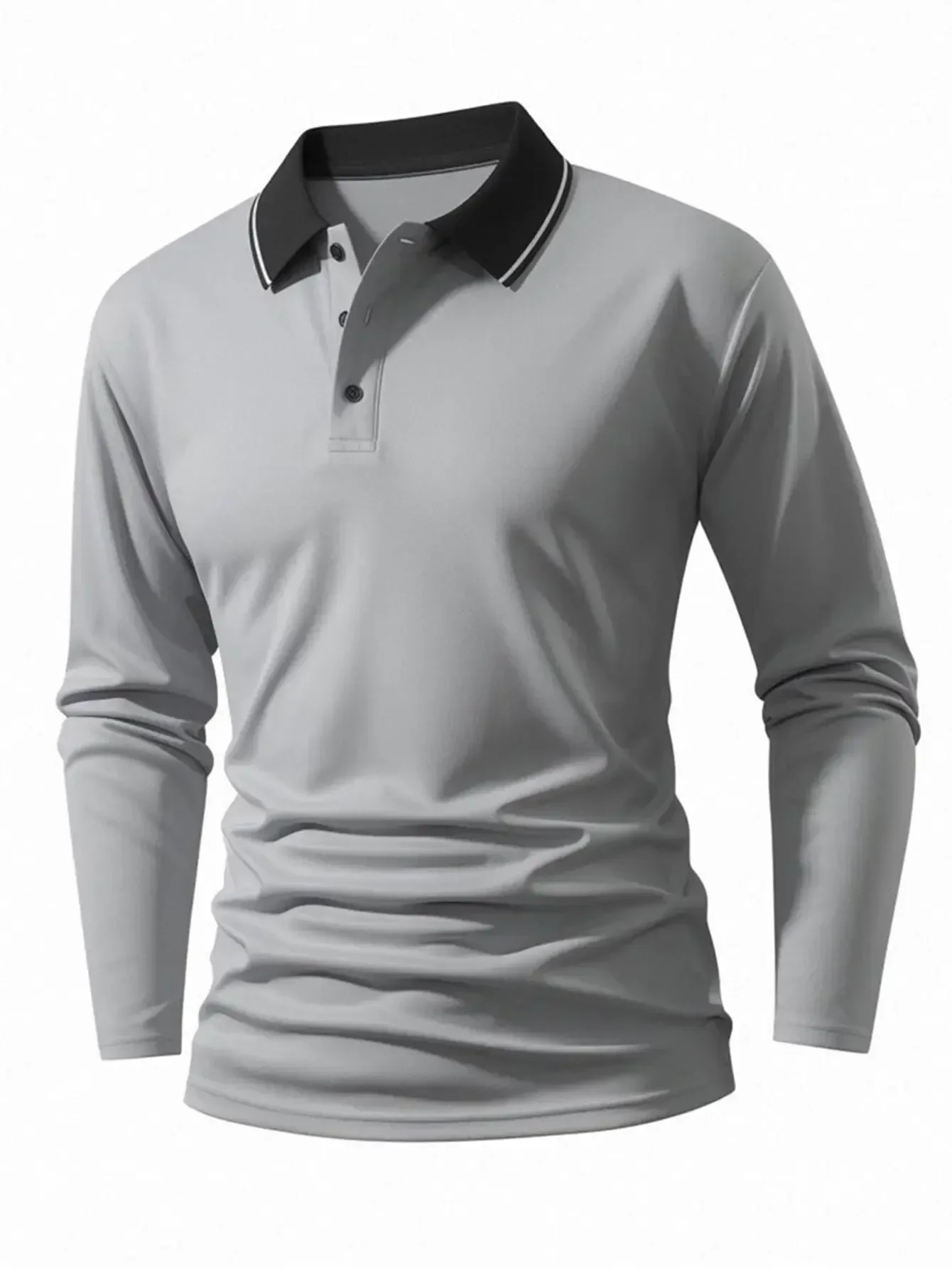 Man's Autumn Long Sleeve Lapel Polo Business Casual Breathable Comfortable Polo Shirts Solid High Quality Workwear Male T-Shirts