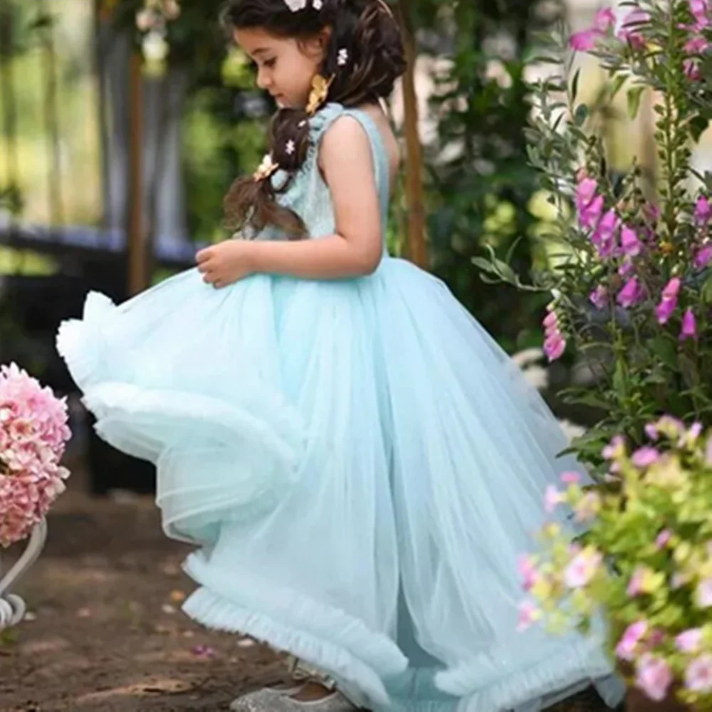 

Silver Satin Tail Sleeveless Sequins Decorated Flower Girl Dress Wedding Luxury Little Children's Supper Prom Celebration Dress