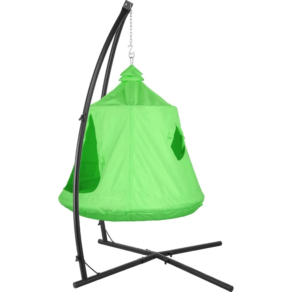 X-Shaped Hanging Tree Tent w/Swing Chair,Hammock Chair Stand Canopy w/Steel Frame,Indoor Outdoor Egg Basket Patio Seat w