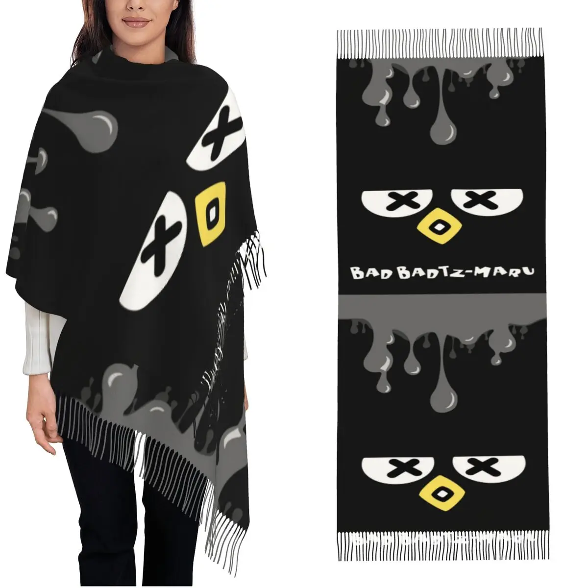 

Womens Scarf with Tassel Kawaii Badtzs Marus Cartoon Long Super Soft Shawl and Wrap Gifts Cashmere Scarf