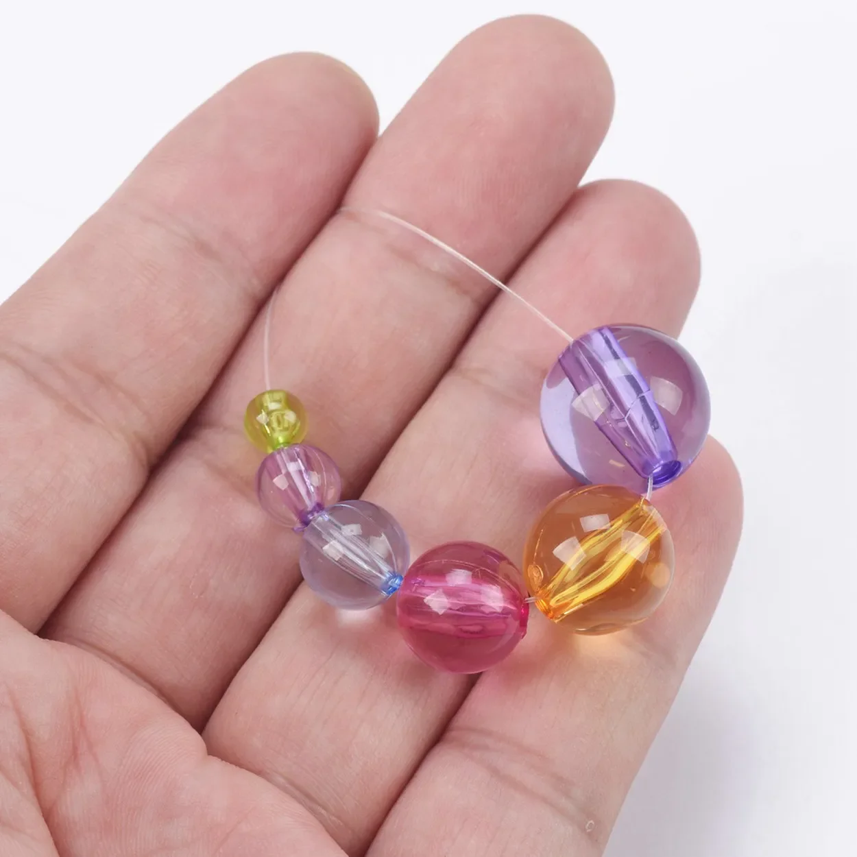 

6mm 8mm 10mm 12mm 14mm 16mm 18mm 20mm Round Acrylic Plastic Transparent Loose Beads Lot for Jewelry Making DIY Crafts Findings