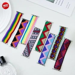 Bohemia Elastic Nylon Solo Loop for Apple Watch Band 7 45mm 38mm 44mm For Iwatch Series 6 5 4 Replacement Strap 41mm 40mm 42mm