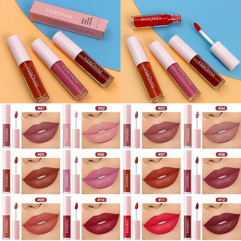 Lápiz labial mate de terciopelo de larga duración, hidratante, resistente al agua, ligero, Sexy, rojo, rosa, maquillaje mate, cosmético