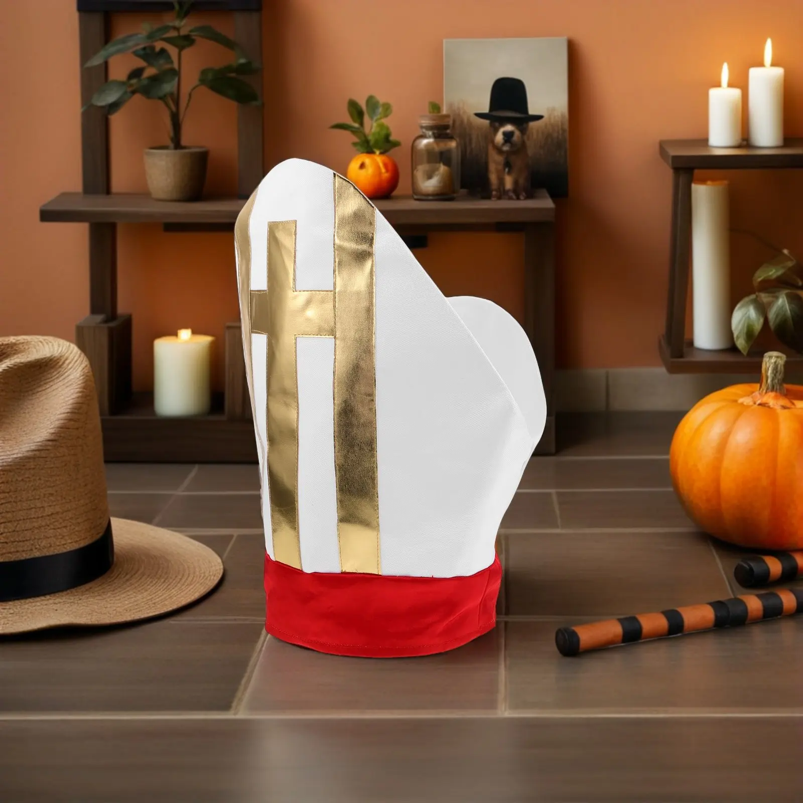 Chapéu de Papa: Chapéu Criativo Estilo Mitra para Halloween Infantil Unissex, Adereço Religioso Leve, Coroa de Novidade Religiosa