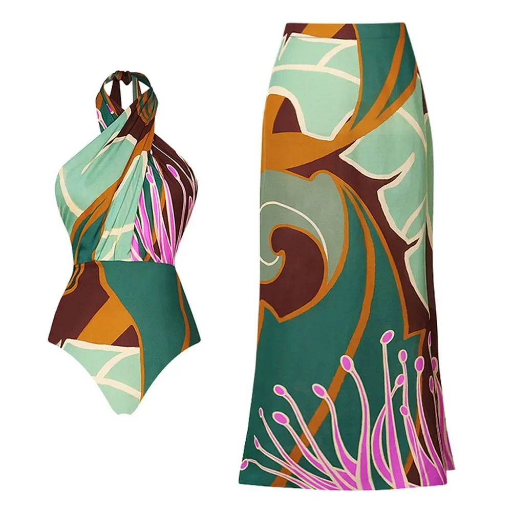 2026 High Quality One Piece Swimsuit Floral Ruffle Printed Push Up Women Bikini Set Swimwear Slimming Bathing Suit Beach Wear
