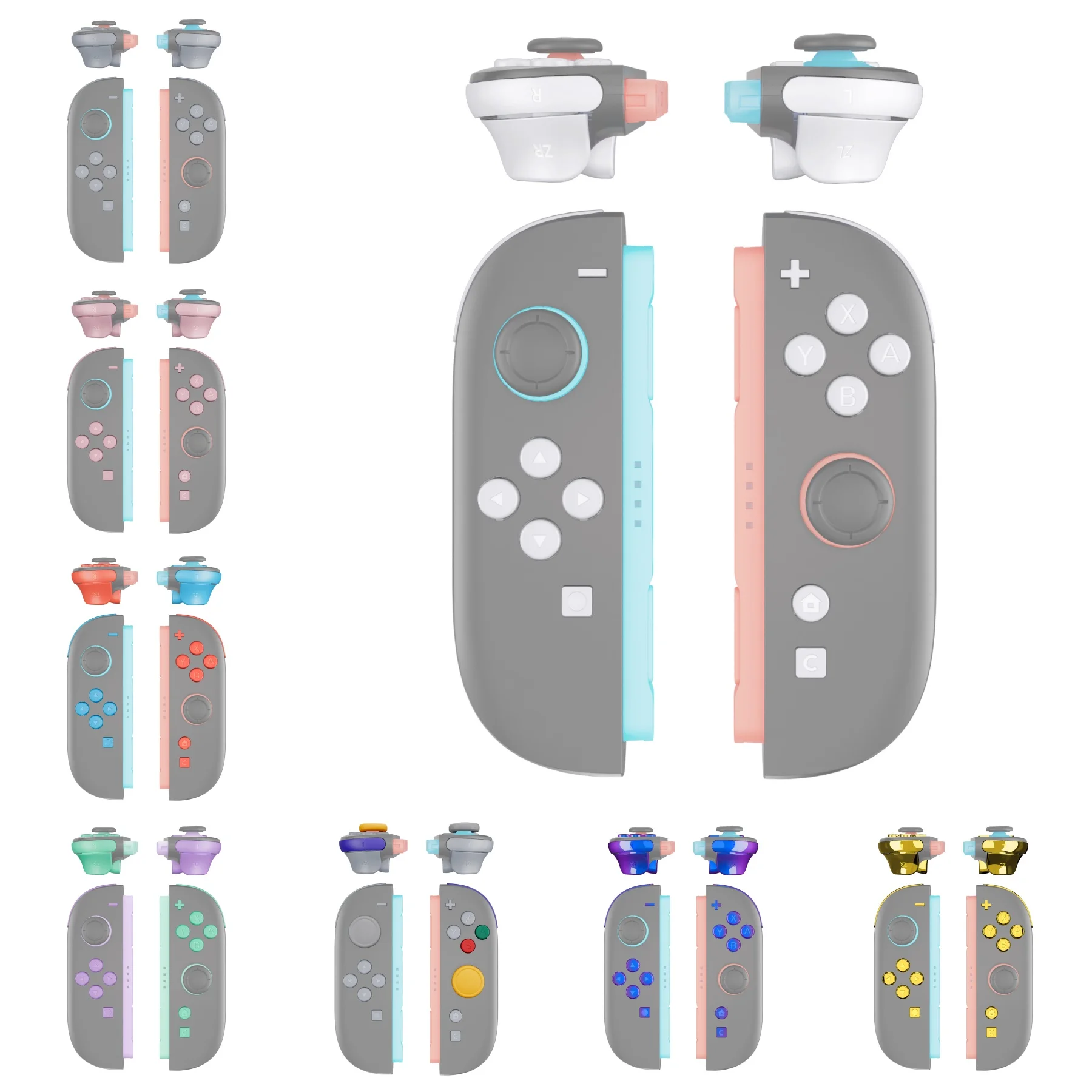eXtremeRate DIY Replacement Full Set Buttons for Joycon 2, ABXY & Dpad & C Home & Release & Trigger Button for Nintendo Switch 2