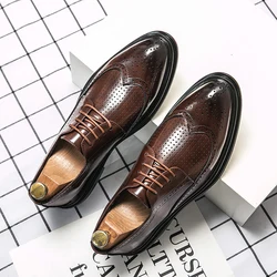 Fashion Formal Luxury Summer Mens Business Breathable Sandals Brogue Dress Wedding Shoes for Men Casual Leather Loafers Moccasin