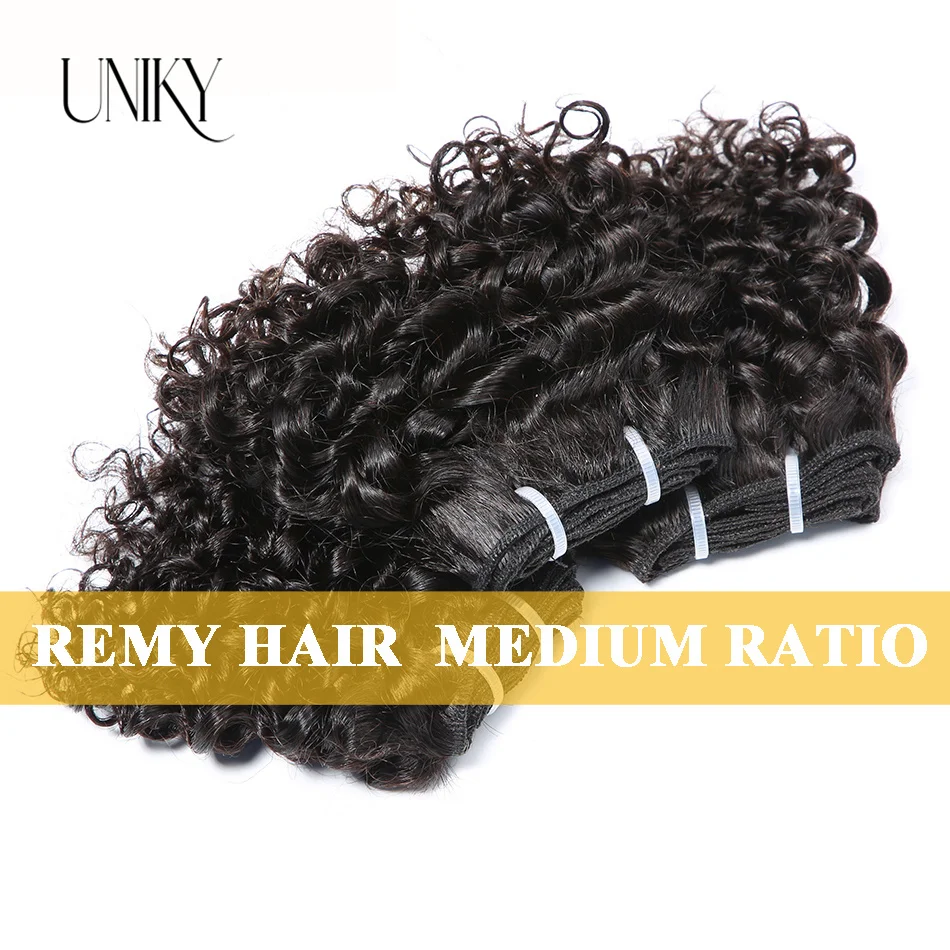 Curto Kinky Curly Brazilian Hair Weave Bundles, 100% Remy Extensões de cabelo humano, Dark Brown Raw Jerry Curly Hair, Ofertas do pacote