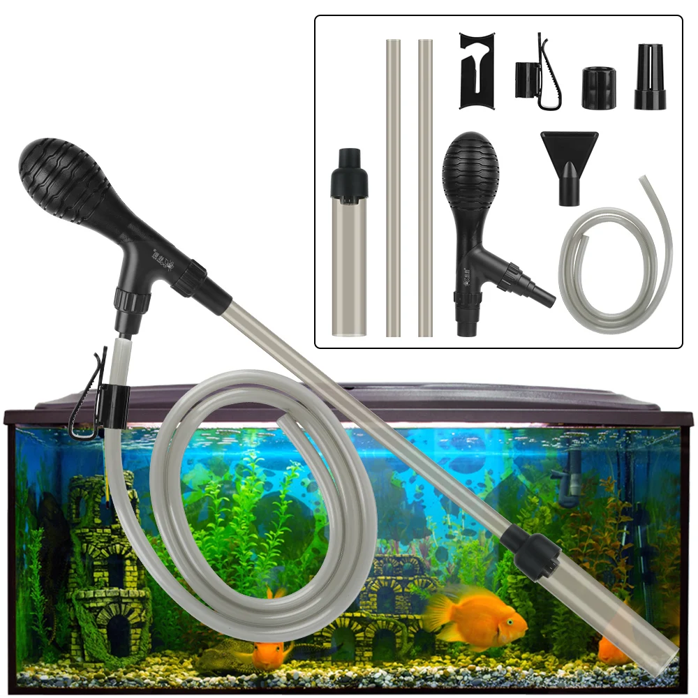 Water Filter Pump Water Flow Regulate Handheld Aquarium Water Change Pump Cleaning Tool Siphon for Fish Tank Gravel Cleaner