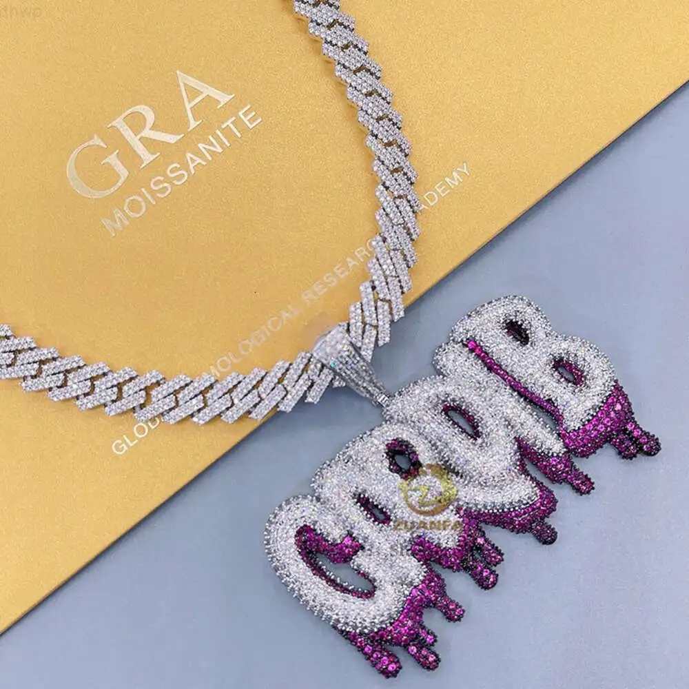 Vvs Moissanite Diamond Iced Out Hip Hop Women Customised Name Necklace Personalised