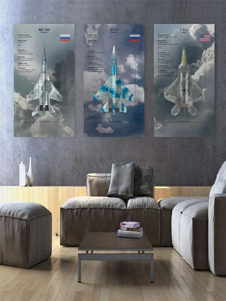 Eurofighter Typhoon Military Aircraft Canvas Wall Art  MiG Mk XIVc Fighter Poster for Home Decor Living Room Military Enthusiast