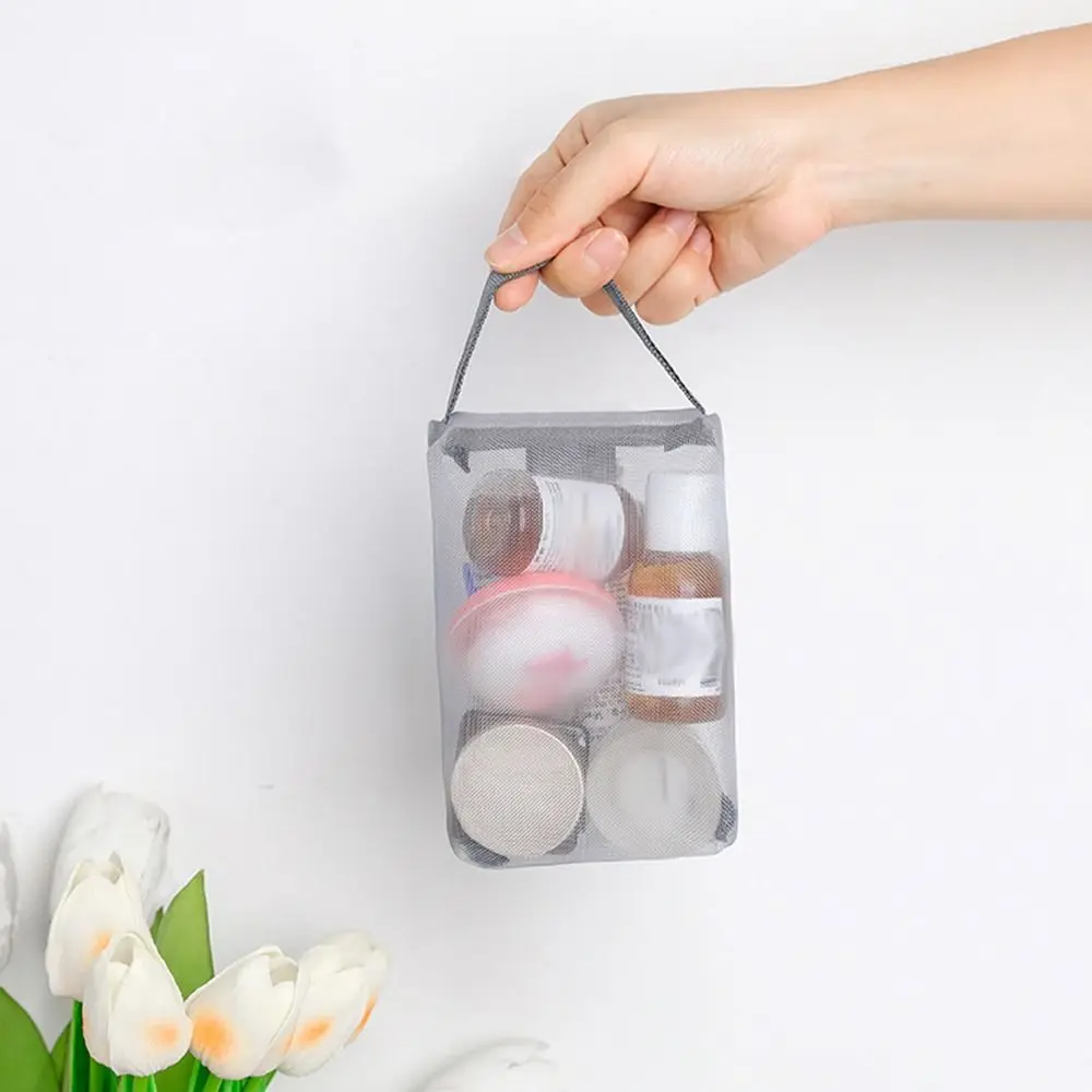 Large Capacity Transparent Mesh Fashion Handbag Skin Care Storage Bag Korean Storage Bag Women Cosmetic Bag Zipper Makeup Bag