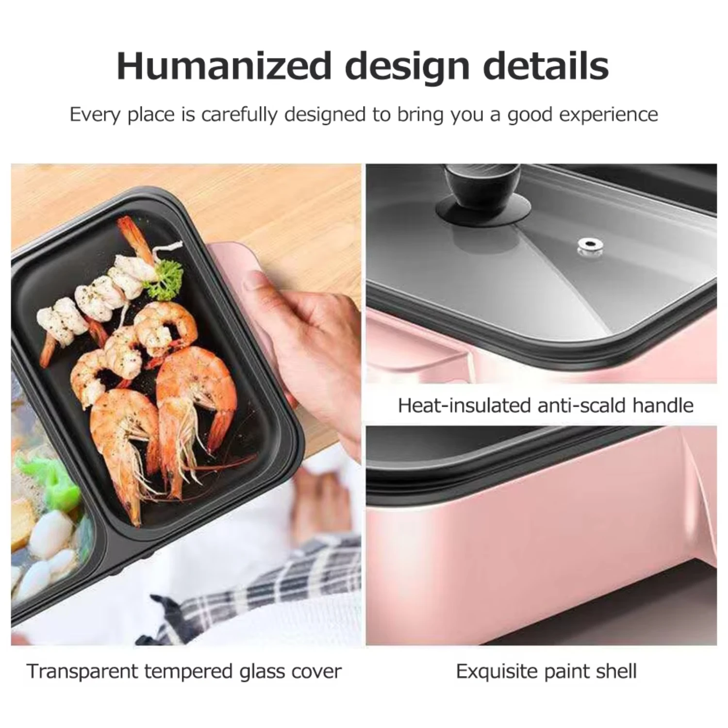 전기 그릴 팬단 가정용 다기능 소형 냄비, 고abir 기숙사 미니 바베큐 기계, 1200 Вт, 2 л