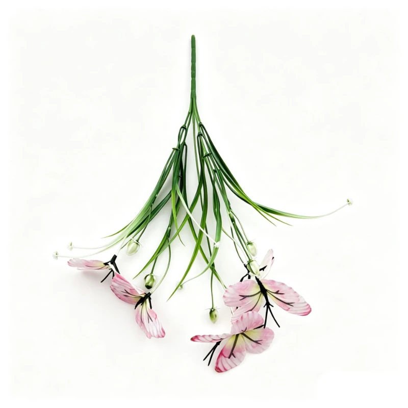 10 Stück künstliche Seidenblumen, weiße Iris mit Fransen, DIY-Requisiten für Fotoshootings, künstlicher Blumenstrauß, 5-gliedrige Schmetterlingssträuße – Detail 1