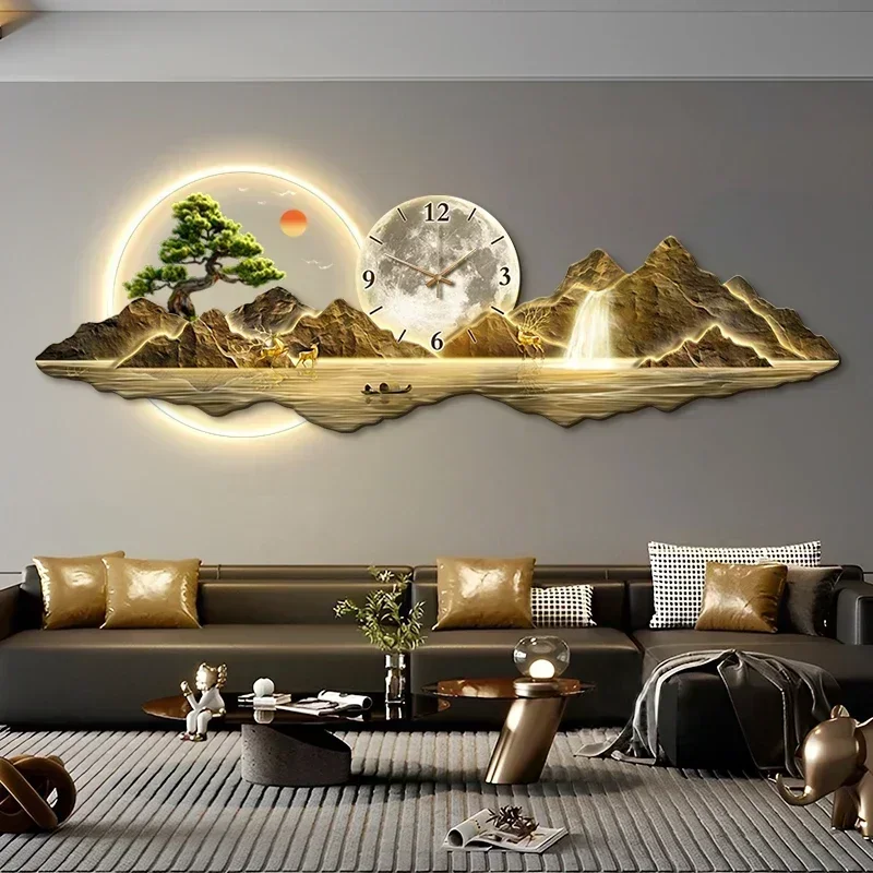 2025 Large Illuminated Wall Clock Silent Nordic European Luxury Art Wall Clock Design Modern Orologi Da Parete Home Decoration
