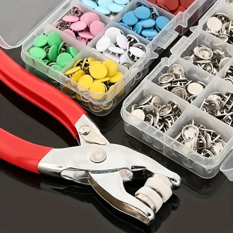 

Mixed Pack of 50 Colorful Stainless Steel Button Set with Stainless Steel Manual Presser Ideal for Sewing Buttons DIY Crafts