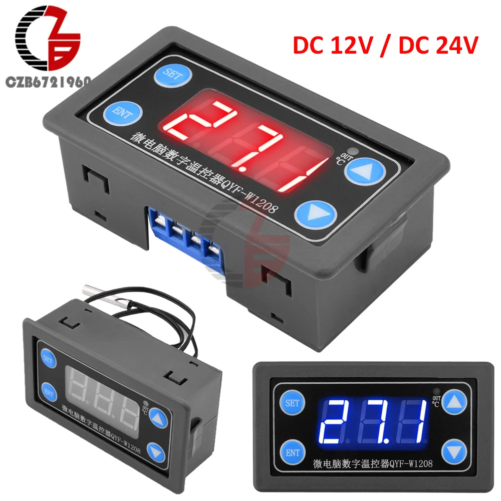 DC LED Temperature Sensor NTC Probe Digital Thermometer Adjustable Cooling Heating Temperature Controller Thermostat 12V 24V