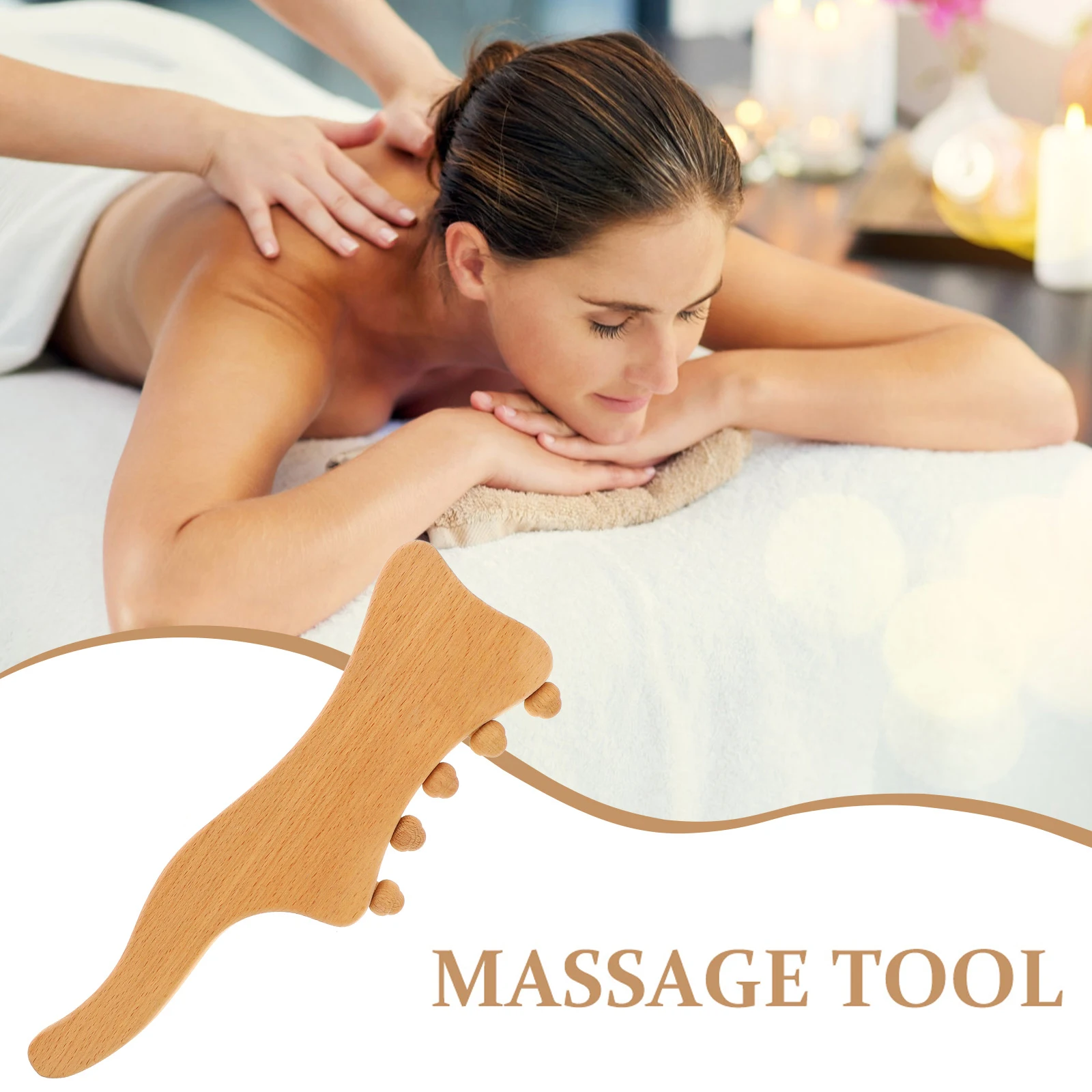 

1Pcs Beech Wood Massage Stick Body Massage Tool Portable Guasha Board Home Accessory