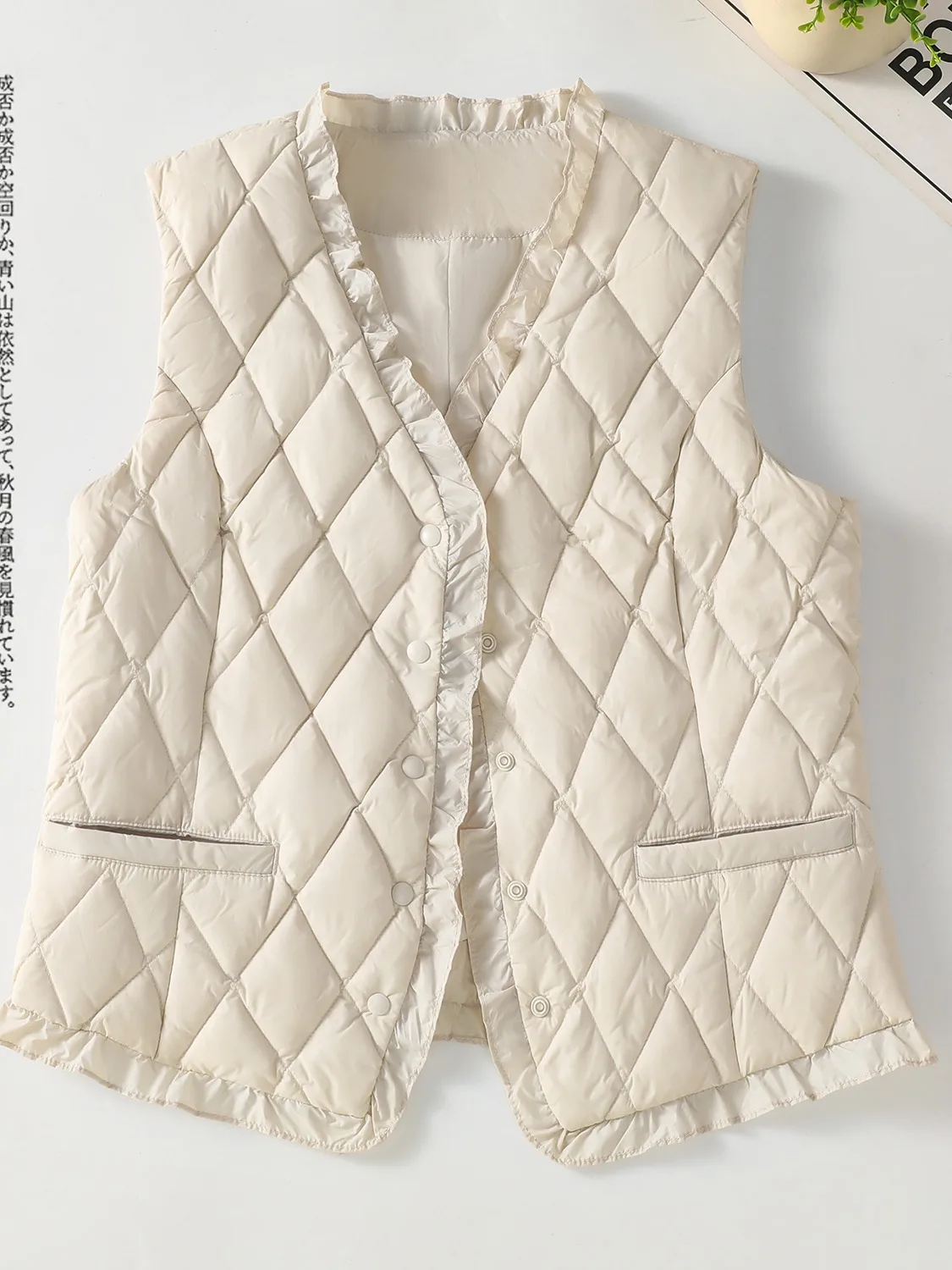 Lightweight ort Quilted Cotton Jaet Women's Winter Vest Warm oulder Pad V-ne Floral Embroidery Small Outerwear