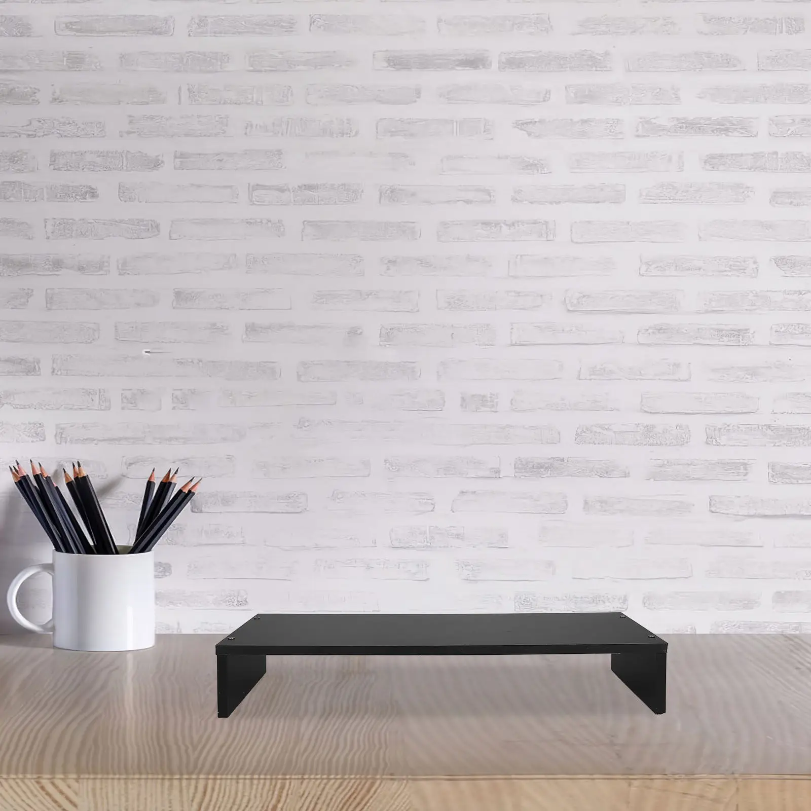 Wooden Desk Monitor Riser Stand Computer Shelf Organizer Laptop Printer Notebook Holder Anti-Slip Elevated Stable Base
