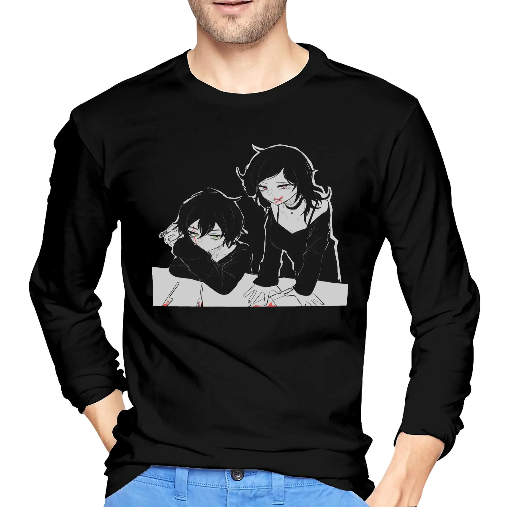 

Ashley And Andrew The Coffin Of Andy And Leyley Men's Long Sleeved T-shirt Round Neck T shirts Spring and Autumn Men tops