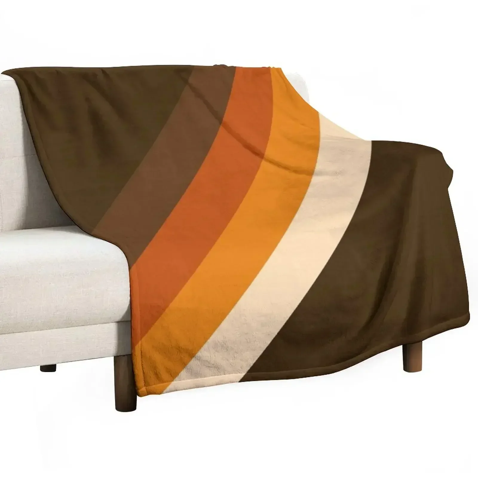 

70s Pattern Orange and Brown Diagonal Lines Throw Blanket Furry Blankets Sofas Of Decoration Blankets