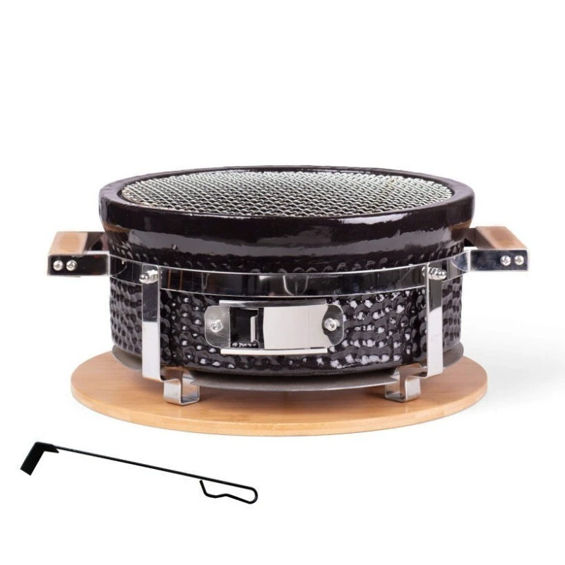 Ceramic Korean Style BBQ Grill for Outdoor Round Charcoal Grill Stand for Home Camping Commercial Use American Style Grill