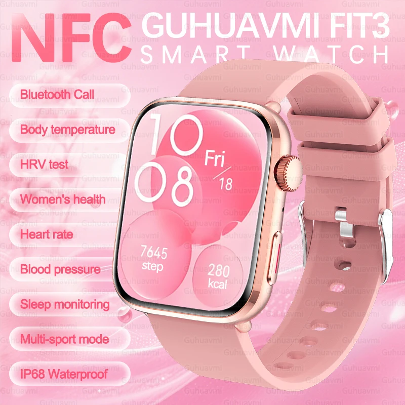 

2026 New NFC Smat Watches Women AMOLED Blood Pressure Heart Rate Bluetooth Call Female Health Smarwatches Ladies For Android IOS