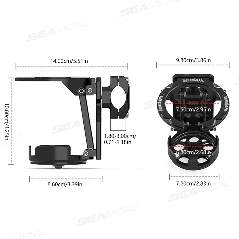 SEAMETAL نمط جديد عام للدراجات النارية حامل الكأس تعديل الملحقات طوي وتدوير كوب ماء زجاجة غلاية حامل