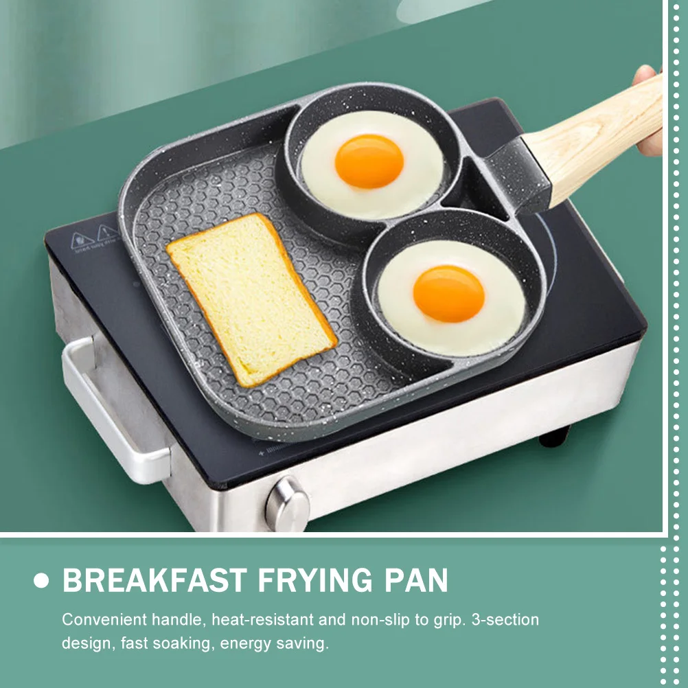 

3-Compartments Flat Frying Pan Non-Stick Square Divided Skillet Egg Pan Kitchen Cooking Tool Divided Skillets 10 Inch Skillet