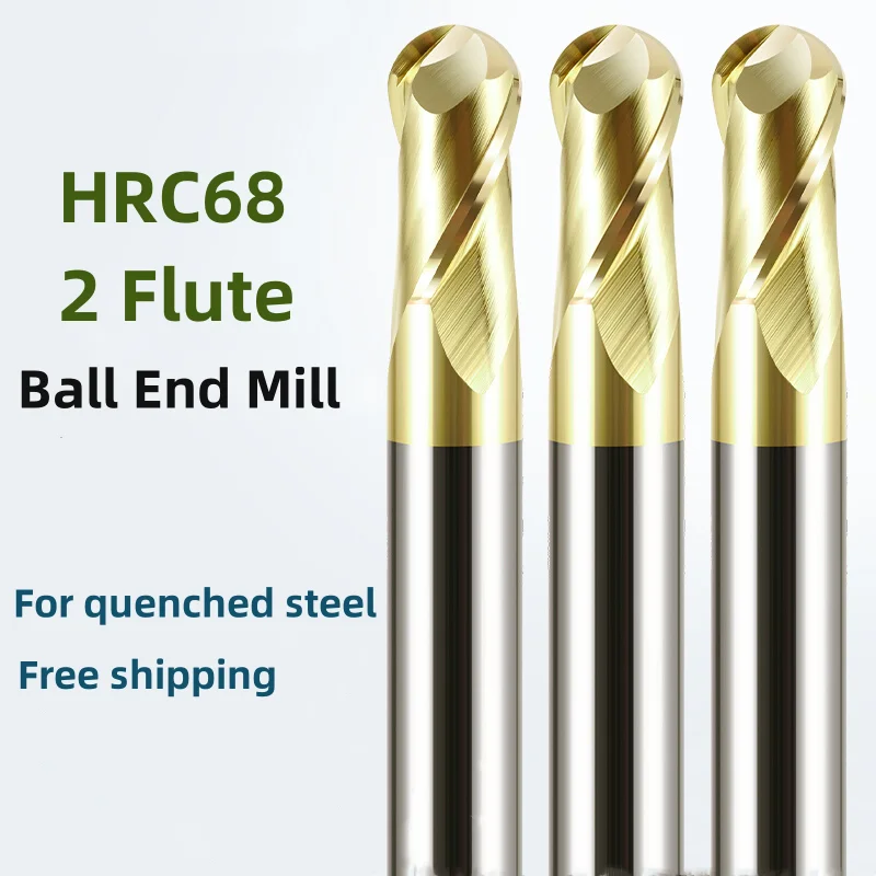 R1 2 3 5 HRC68 High-end Titanium Alloy Special Ball Nose Milling Cutter 2 Flute Spherical Tungsten Carbide End Mill R0.5x2x4x50