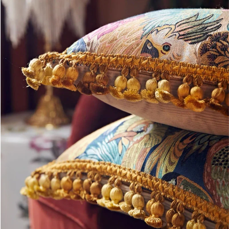 Parrot Pillow Retro American Style Cushion Case Luxury Jungle Plants Decorative Pillow Cover For Sofa Chair Home Decorations