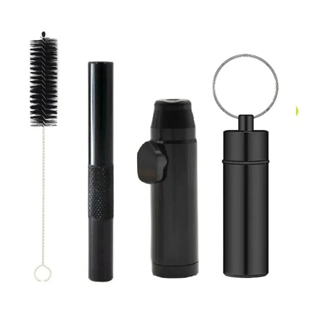 All-in-One Kit Aluminum Alloy Tube Portable Stash Jar Container Metal Bullet Dispenser Cleaning Brush 4pcs one set